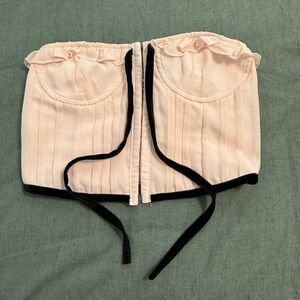 Elegant Pink Crop Top with Black Trim